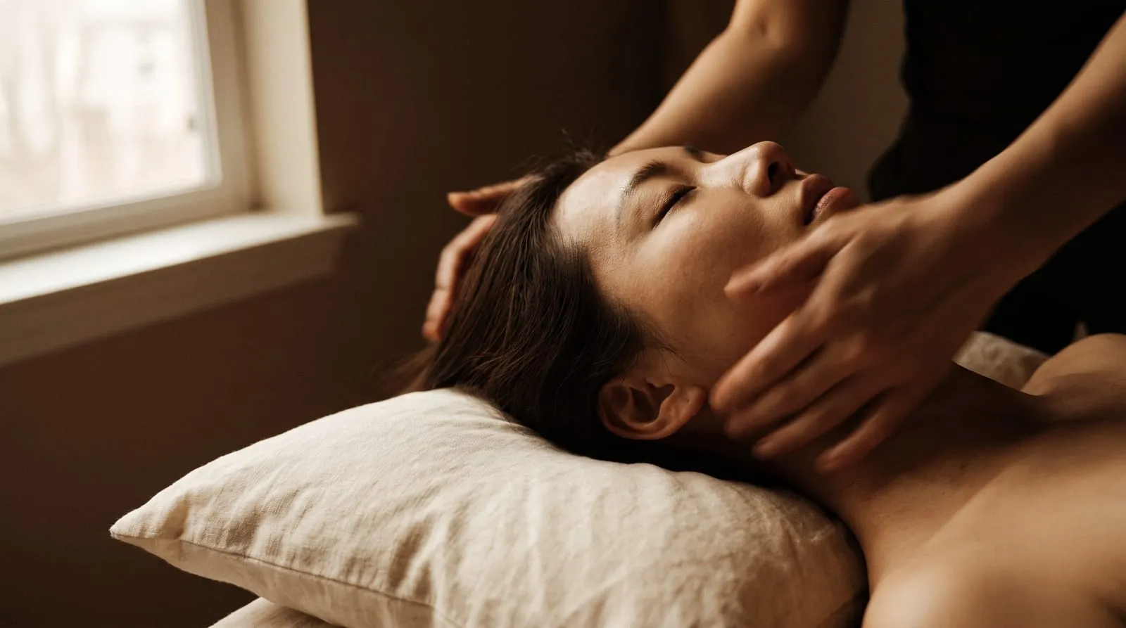 A hand-worked facial contour massage